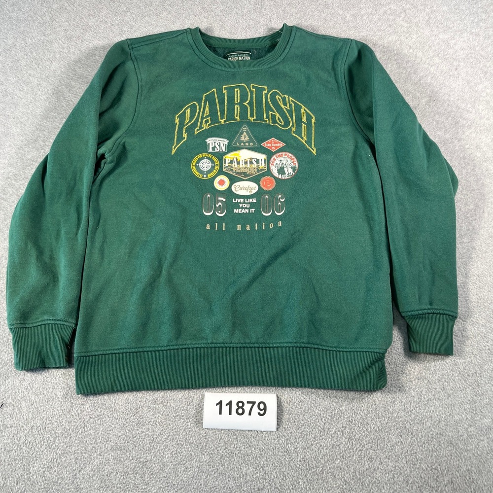 Parish Nation Boys XL 18-20 Graphic Crewneck Sweatshirt Green Streetwear 05-06